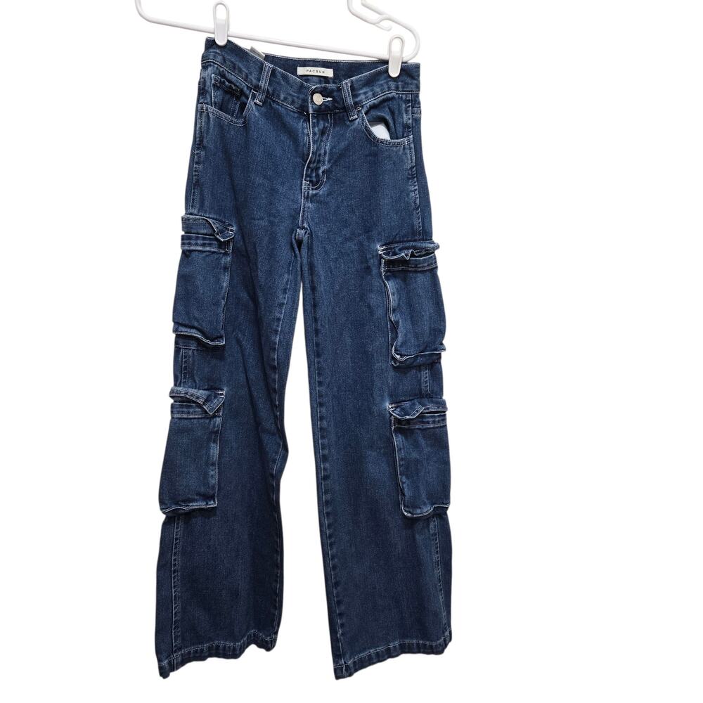 PacSun 90s Baggy Cargo Jeans Wide Leg Y2K Utility Size 23